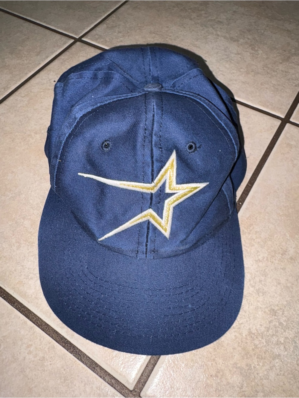 Vintage Astros Navy Baseball Cap with Gold & White Star Embroidery